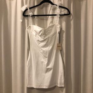 superdown Trisha Tie Strap Dress White Small Women's Mini Bodycon